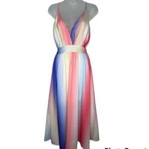 Multicolored Ombre Criss Cross back Maxi dress SZ M